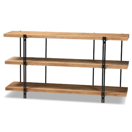 Baxton Studio Tarah Modern Natural Brown Finished Wood and Black Finished Metal Console Table 178-11315-Zoro